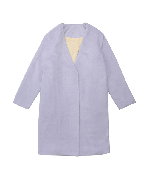 Re:EDIT（リエディ）の「中ファーノーカラーチェスターコート（チェスターコート・レディース・ブラック/アイボリー/ベージュ/ライトグレー/キャメル/ライトブルー/ミント/パープル/ブラック系その他/ベージュ系その他・MEDIUM/LARGE）」の9枚目の写真