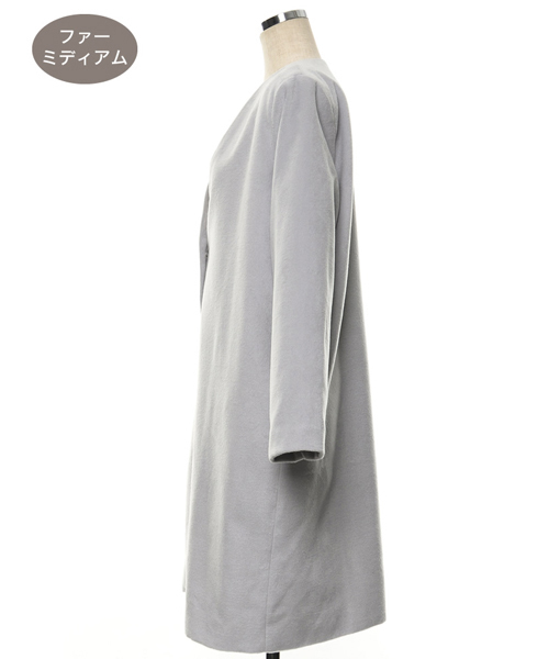 Re:EDIT（リエディ）の「中ファーノーカラーチェスターコート（チェスターコート・レディース・ブラック/アイボリー/ベージュ/ライトグレー/キャメル/ライトブルー/ミント/パープル/ブラック系その他/ベージュ系その他・MEDIUM/LARGE）」の14枚目の写真