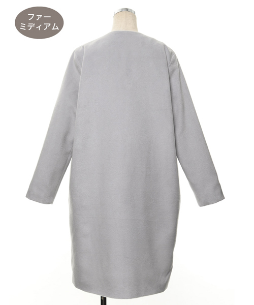 Re:EDIT（リエディ）の「中ファーノーカラーチェスターコート（チェスターコート・レディース・ブラック/アイボリー/ベージュ/ライトグレー/キャメル/ライトブルー/ミント/パープル/ブラック系その他/ベージュ系その他・MEDIUM/LARGE）」の15枚目の写真