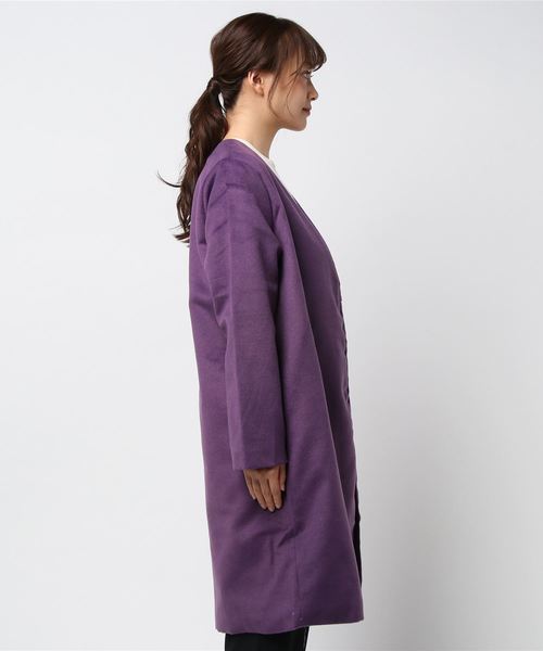 Re:EDIT（リエディ）の「中ファーノーカラーチェスターコート（チェスターコート・レディース・ブラック/アイボリー/ベージュ/ライトグレー/キャメル/ライトブルー/ミント/パープル/ブラック系その他/ベージュ系その他・MEDIUM/LARGE）」の22枚目の写真