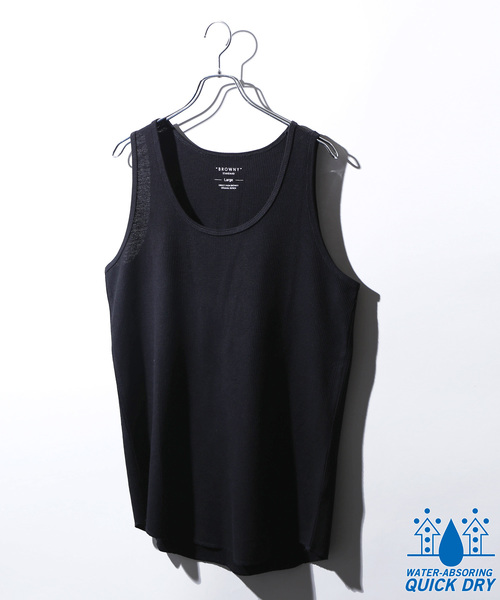 WEGO（ウィゴー）の「WEGO/吸水速乾ワッフルロングタンクトップ（タンクトップ・メンズ・ホワイト/ブラック/杢グレー/ホワイト系その他5・SMALL/MEDIUM/LARGE）」の3枚目の写真