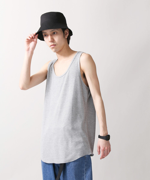 WEGO（ウィゴー）の「WEGO/吸水速乾ワッフルロングタンクトップ（タンクトップ・メンズ・ホワイト/ブラック/杢グレー/ホワイト系その他5・SMALL/MEDIUM/LARGE）」の14枚目の写真