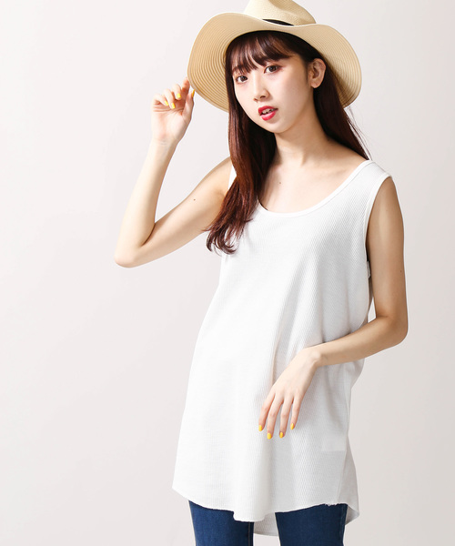 WEGO（ウィゴー）の「WEGO/吸水速乾ワッフルロングタンクトップ（タンクトップ・メンズ・ホワイト/ブラック/杢グレー/ホワイト系その他5・SMALL/MEDIUM/LARGE）」の13枚目の写真