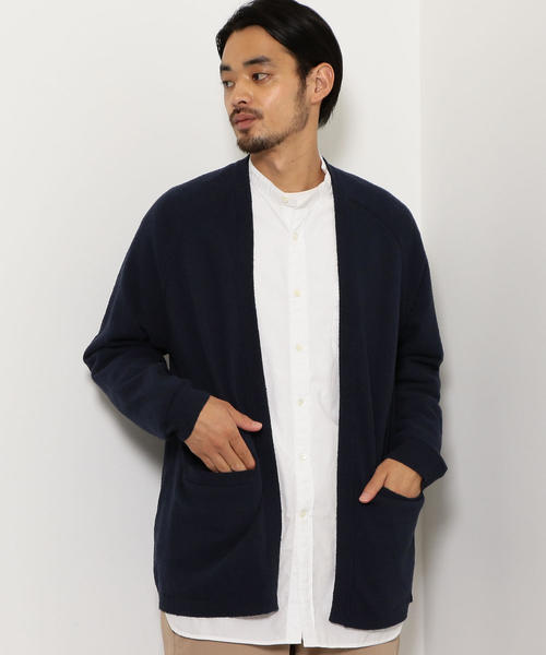 green label relaxing(グリーンレーベルリラクシング)の「SC ミニブークレ イージーカーデイガン ◆(カーディガン/ボレロ・メンズ・ネイビー/オリーブ/オレンジ・S/M/L)」の3枚目の写真