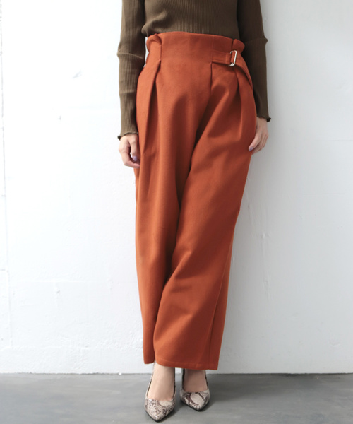SESTO（セスト）の「アシメラップＤカンベルトワイドパンツ（その他パンツ・レディース・ブラック/ダークパープル/グレイッシュベージュ/ダークオレンジ・M）」の4枚目の写真