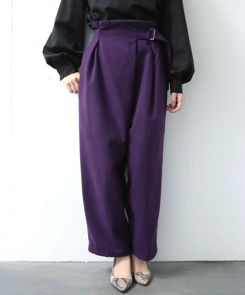 SESTO（セスト）の「アシメラップＤカンベルトワイドパンツ（その他パンツ・レディース・ブラック/ダークパープル/グレイッシュベージュ/ダークオレンジ・M）」の3枚目の写真