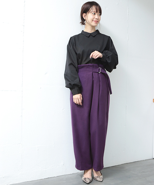 SESTO（セスト）の「アシメラップＤカンベルトワイドパンツ（その他パンツ・レディース・ブラック/ダークパープル/グレイッシュベージュ/ダークオレンジ・M）」の13枚目の写真