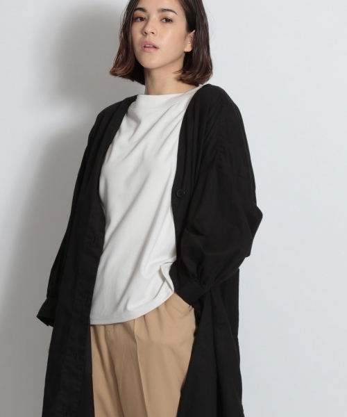 niko and...（ニコアンド）の「[DAILY SERIES]綿ツイル前開きワークワンピコート（ワンピース・レディース・ブラック/ベージュ/オレンジ/グリーン・MEDIUM/LARGE）」の2枚目の写真