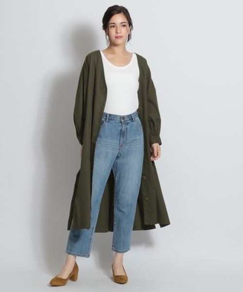 niko and...（ニコアンド）の「[DAILY SERIES]綿ツイル前開きワークワンピコート（ワンピース・レディース・ブラック/ベージュ/オレンジ/グリーン・MEDIUM/LARGE）」の8枚目の写真