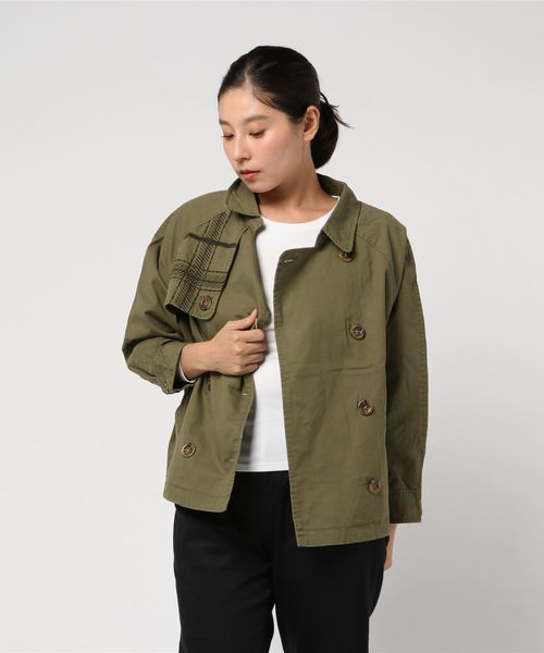 go slow caravan（ゴースローキャラバン）の「NUEVO BLANKA/ヌエヴォ ブランカ　チェック刺繍ショートトレンチ（トレンチコート・レディース・ベージュ/カーキ・FREE）」の2枚目の写真