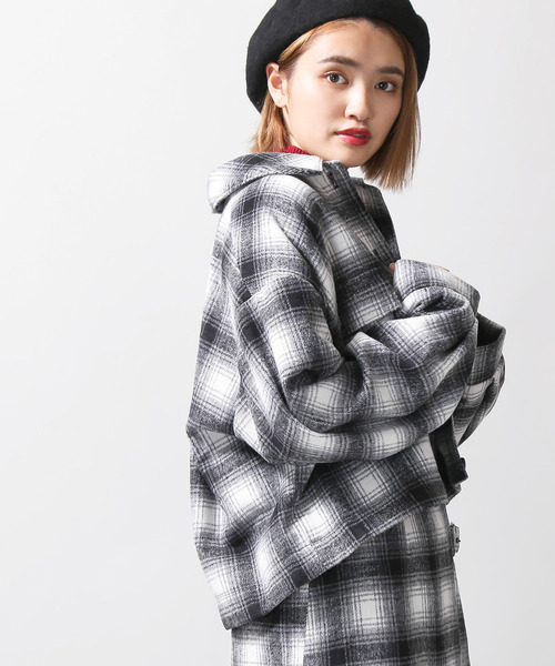 WEGO(ウィゴー)の「WEGO/シャギーチェックジャケット(ブルゾン・レディース・ブラック系その他2/ブラウン系その他2・FREE)」の2枚目の写真