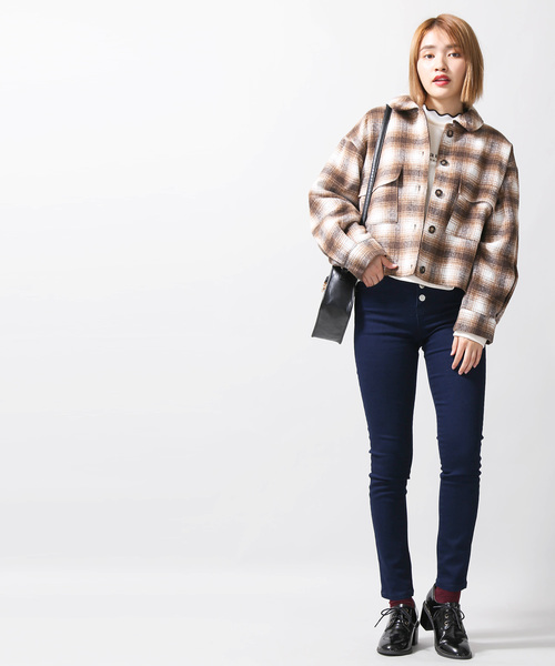 WEGO(ウィゴー)の「WEGO/シャギーチェックジャケット(ブルゾン・レディース・ブラック系その他2/ブラウン系その他2・FREE)」の6枚目の写真