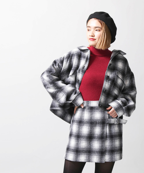 WEGO(ウィゴー)の「WEGO/シャギーチェックジャケット(ブルゾン・レディース・ブラック系その他2/ブラウン系その他2・FREE)」の8枚目の写真