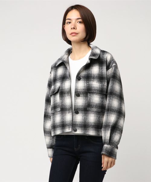 WEGO(ウィゴー)の「WEGO/シャギーチェックジャケット(ブルゾン・レディース・ブラック系その他2/ブラウン系その他2・FREE)」の12枚目の写真
