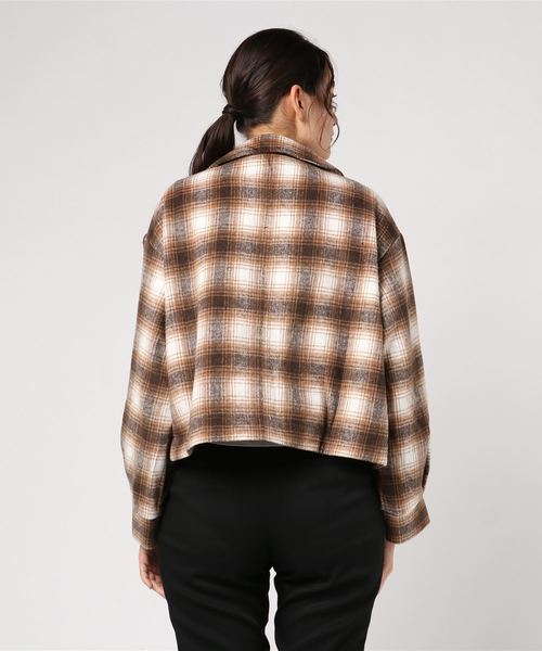 WEGO(ウィゴー)の「WEGO/シャギーチェックジャケット(ブルゾン・レディース・ブラック系その他2/ブラウン系その他2・FREE)」の4枚目の写真