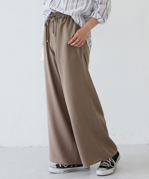 AMERICAN HOLIC(アメリカンホリック)の「【ZOZO限定】ドロストとろみワイドパンツ *(その他パンツ・レディース・ブラック/カーキ/ブルー/ベージュ系その他/ストライプ/ドット・M/L)」の3枚目の写真