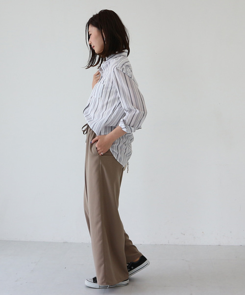 AMERICAN HOLIC(アメリカンホリック)の「【ZOZO限定】ドロストとろみワイドパンツ *(その他パンツ・レディース・ブラック/カーキ/ブルー/ベージュ系その他/ストライプ/ドット・M/L)」の11枚目の写真