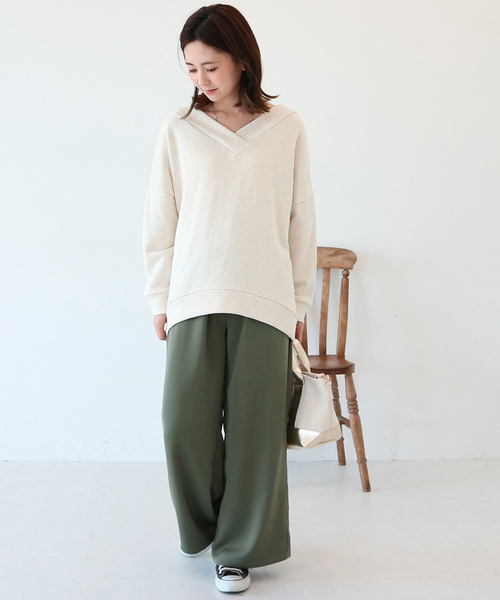 AMERICAN HOLIC(アメリカンホリック)の「【ZOZO限定】ドロストとろみワイドパンツ *(その他パンツ・レディース・ブラック/カーキ/ブルー/ベージュ系その他/ストライプ/ドット・M/L)」の19枚目の写真