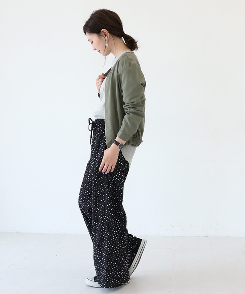 AMERICAN HOLIC(アメリカンホリック)の「【ZOZO限定】ドロストとろみワイドパンツ *(その他パンツ・レディース・ブラック/カーキ/ブルー/ベージュ系その他/ストライプ/ドット・M/L)」の9枚目の写真