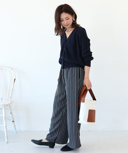 AMERICAN HOLIC(アメリカンホリック)の「【ZOZO限定】ドロストとろみワイドパンツ *(その他パンツ・レディース・ブラック/カーキ/ブルー/ベージュ系その他/ストライプ/ドット・M/L)」の10枚目の写真