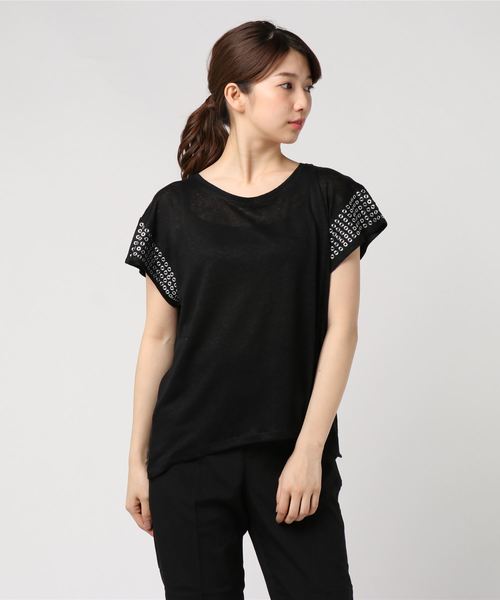 JETSET SOLO PLUS (ジェットセットソロプラス)の「【NOTSHY】ハトメデザインリネンTシャツ(Tシャツ/カットソー・レディース・ホワイト/グレー/ブラック・36)」の2枚目の写真