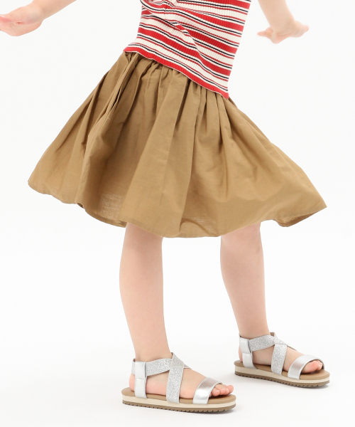 GLOBAL WORK（グローバルワーク）の「【キッズ】ギャザースカート(無地)/816887（スカート・キッズ・ブルー/グリーン/ライトピンク/パープル系その他5/イエロー/ブラック/オレンジ/ライトブルー/ベージュ/カーキ・X-LARGE/LARGE/SMALL/XX-LARGE/MEDIUM）」の3枚目の写真