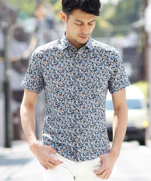 MICHEL KLEIN HOMME (ミッシェルクランオム)の「シャツ(リバティ)(シャツ/ブラウス・メンズ・ピンク/ネイビー・MEDIUM/LARGE/X-LARGE/48/46)」の1枚目の写真