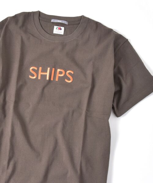 SHIPS（シップス）の「SC:【一部WEB限定カラー】SHIPSロゴ エンブロイダリー Ｔシャツ（Tシャツ/カットソー・メンズ・ライトホワイト/ブラウン/ベージュ/ネイビー/ホワイト系その他/ホワイト/イエロー/ストーン/ライトグリーン/ラベンダー・S/M/L/XL/XXL）」の5枚目の写真