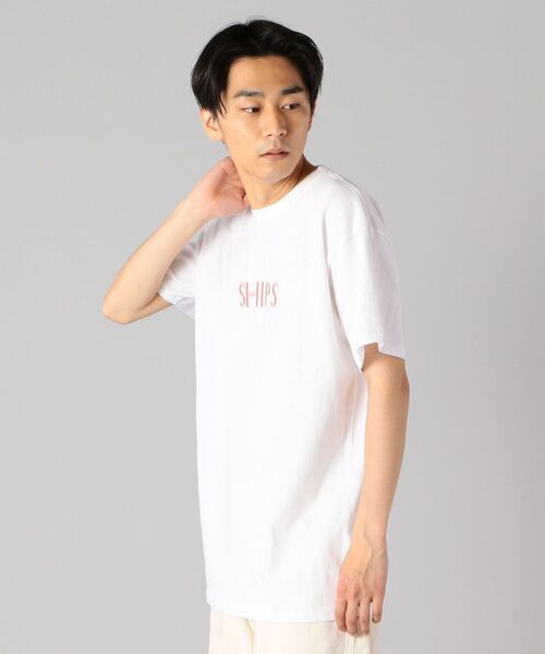 SHIPS（シップス）の「SC:【一部WEB限定カラー】SHIPSロゴ エンブロイダリー Ｔシャツ（Tシャツ/カットソー・メンズ・ライトホワイト/ブラウン/ベージュ/ネイビー/ホワイト系その他/ホワイト/イエロー/ストーン/ライトグリーン/ラベンダー・S/M/L/XL/XXL）」の12枚目の写真