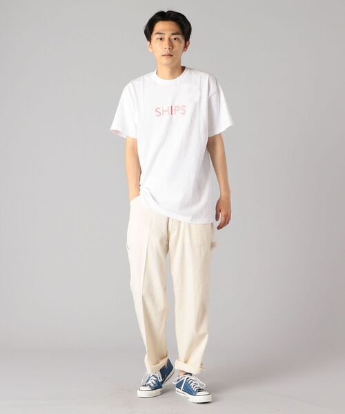 SHIPS（シップス）の「SC:【一部WEB限定カラー】SHIPSロゴ エンブロイダリー Ｔシャツ（Tシャツ/カットソー・メンズ・ライトホワイト/ブラウン/ベージュ/ネイビー/ホワイト系その他/ホワイト/イエロー/ストーン/ライトグリーン/ラベンダー・S/M/L/XL/XXL）」の22枚目の写真