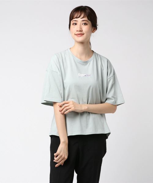 おしゃれスタ（オシャレスタ）の「チビBOXpt+刺繍ルーズT(DD)（Tシャツ/カットソー・レディース・ブラック/オフホワイト/ミント・M）」の3枚目の写真