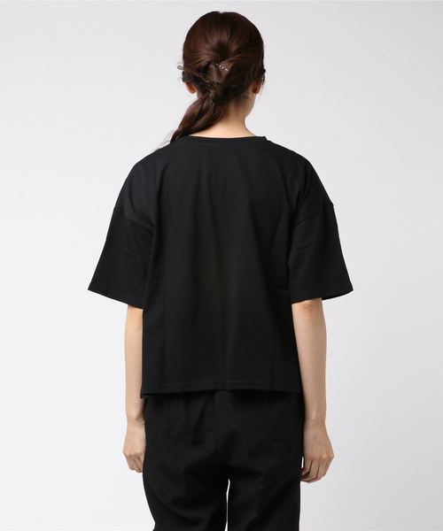 おしゃれスタ（オシャレスタ）の「チビBOXpt+刺繍ルーズT(DD)（Tシャツ/カットソー・レディース・ブラック/オフホワイト/ミント・M）」の5枚目の写真