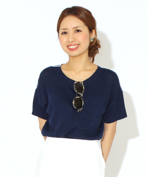 Ray BEAMS(レイビームス)の「○Ray BEAMS / サッカーストライプ 切替プルオーバー(その他トップス・レディース・オフホワイト/ネイビー・ONE SIZE)」の10枚目の写真