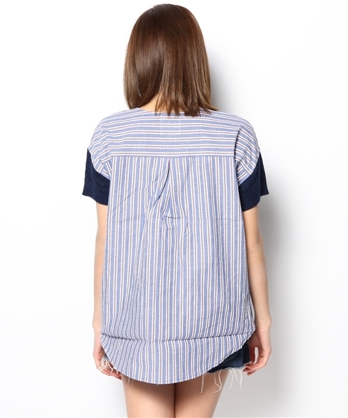 Ray BEAMS(レイビームス)の「○Ray BEAMS / サッカーストライプ 切替プルオーバー(その他トップス・レディース・オフホワイト/ネイビー・ONE SIZE)」の6枚目の写真