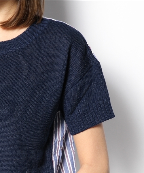 Ray BEAMS(レイビームス)の「○Ray BEAMS / サッカーストライプ 切替プルオーバー(その他トップス・レディース・オフホワイト/ネイビー・ONE SIZE)」の8枚目の写真