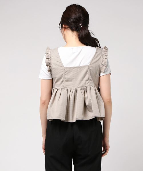 flower（フラワー）の「チャーミングチェックビスチェ（その他トップス・レディース・ベージュ/ブラウン・FREE）」の4枚目の写真