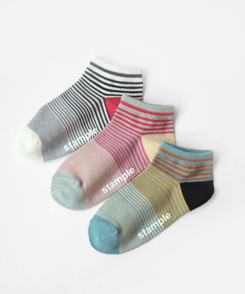 stample(スタンプル)の「サンセットボーダーアンクルソックス3P(ソックス/靴下・キッズ・A/B・S/M/L/LL)」の1枚目の写真