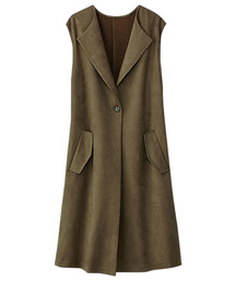 スエード調素材ロングジレ