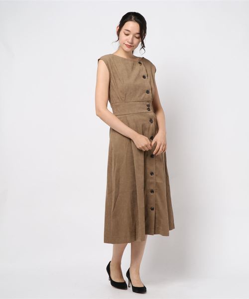 STYLEBLOCK(スタイルブロック)の「コーデュロイ前ボタンワンピース(ワンピース・レディース・ブラック/ベージュ/ブラウン/ライトベージュ・M)」の1枚目の写真