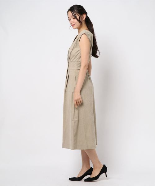 STYLEBLOCK(スタイルブロック)の「コーデュロイ前ボタンワンピース(ワンピース・レディース・ブラック/ベージュ/ブラウン/ライトベージュ・M)」の5枚目の写真