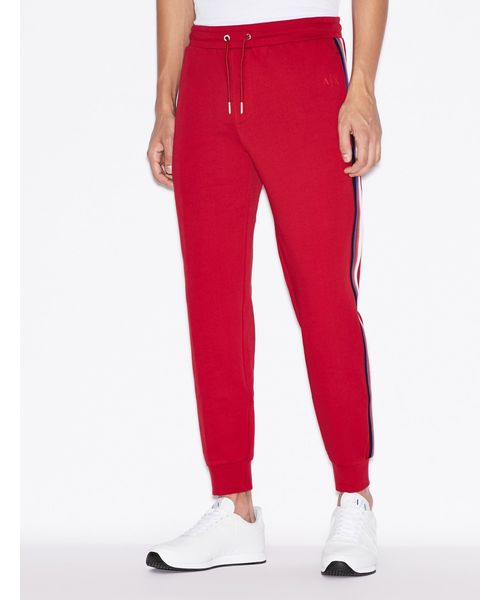 ARMANI EXCHANGE(アルマーニエクスチェンジ)の「【A|Xアルマーニ エクスチェンジ】マルチカラーサイドライン スウェットジョガーパンツ(パンツ)」|レッド