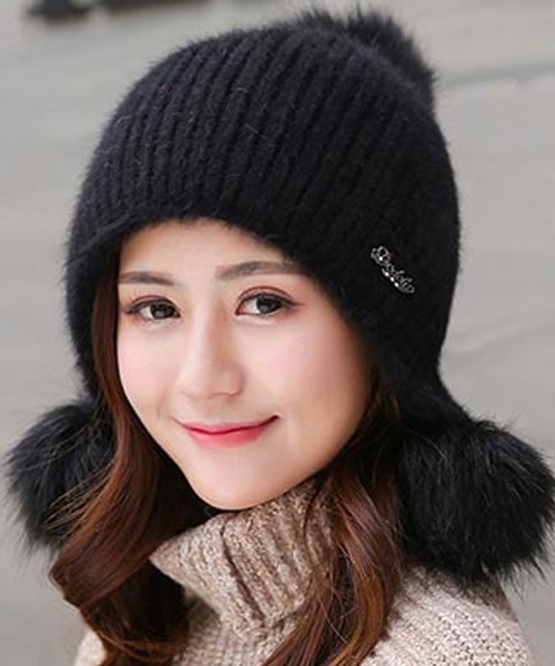 セール レディース ふわりファーポンポン付きパイロットニット帽 ニットキャップ ビーニー Day Closet デイ クローゼット のファッション通販 Zozotown