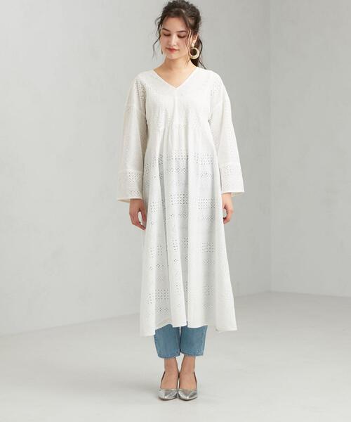 green label relaxing(グリーンレーベルリラクシング)の「CFC カットワーク カフタン ワンピース(ワンピース・レディース・ブラック/オフホワイト・FREE)」の13枚目の写真