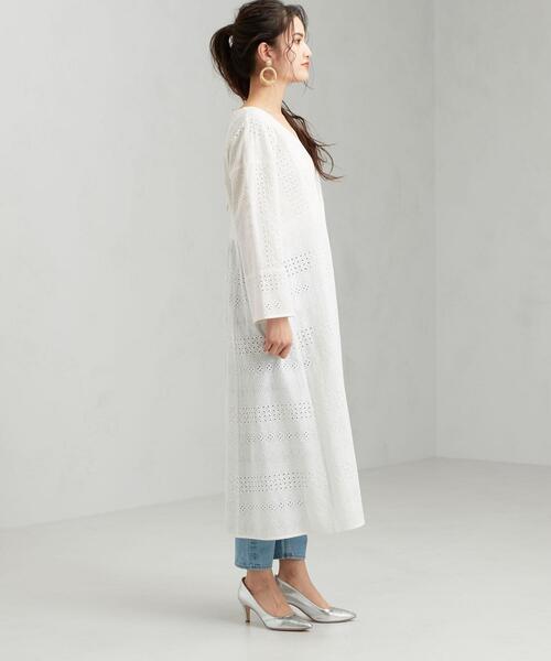 green label relaxing(グリーンレーベルリラクシング)の「CFC カットワーク カフタン ワンピース(ワンピース・レディース・ブラック/オフホワイト・FREE)」の12枚目の写真