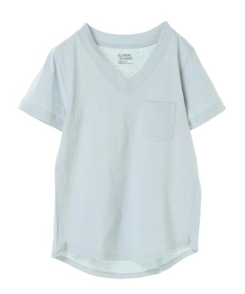 AMERICAN HOLIC（アメリカンホリック）の「18col.Ｖネックポケット付半袖カットプルオーバー（Tシャツ/カットソー・レディース・ベージュ/ブラック/ライトベージュ/サックスブルー/オレンジ/モカ/ピンクベージュ/ブラウン/ピンク/ライトグレー/グリーン/ネイビー/チャコールグレー/オフホワイト/イエロー・M/S/L）」の18枚目の写真