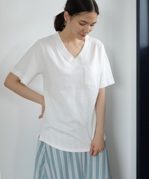 AMERICAN HOLIC | 18col.Ｖネックポケット付半袖カットプルオーバー(Tシャツ/カットソー)