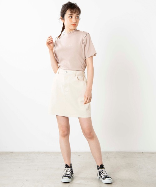 WEGO（ウィゴー）の「WEGO/配色メロウプチハイリブTシャツ（Tシャツ/カットソー・レディース・ホワイト/ベージュ・FREE）」の3枚目の写真