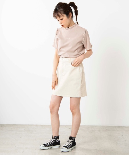 WEGO（ウィゴー）の「WEGO/配色メロウプチハイリブTシャツ（Tシャツ/カットソー・レディース・ホワイト/ベージュ・FREE）」の4枚目の写真