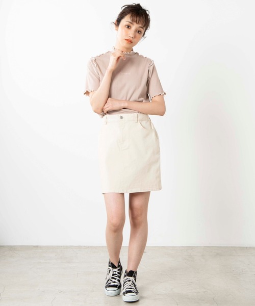 WEGO（ウィゴー）の「WEGO/配色メロウプチハイリブTシャツ（Tシャツ/カットソー・レディース・ホワイト/ベージュ・FREE）」の5枚目の写真