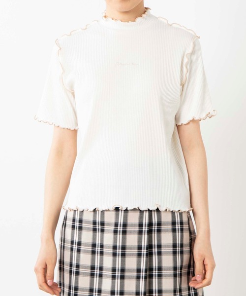 WEGO（ウィゴー）の「WEGO/配色メロウプチハイリブTシャツ（Tシャツ/カットソー・レディース・ホワイト/ベージュ・FREE）」の10枚目の写真